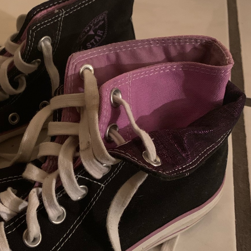Double Layer Black/Purple Converse High Top